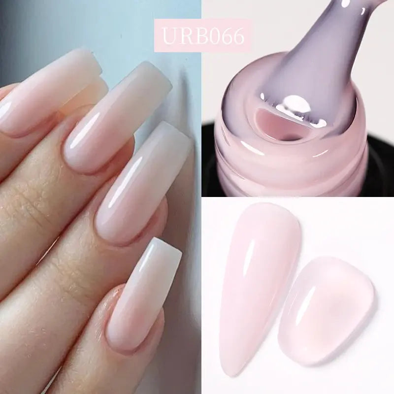 UR SUGAR 7ml Nude Crystal Rubber Base Gel Natural Color Semi Permanent Soak off UV LED Gel Nail Art Varnish - Glits & Glam