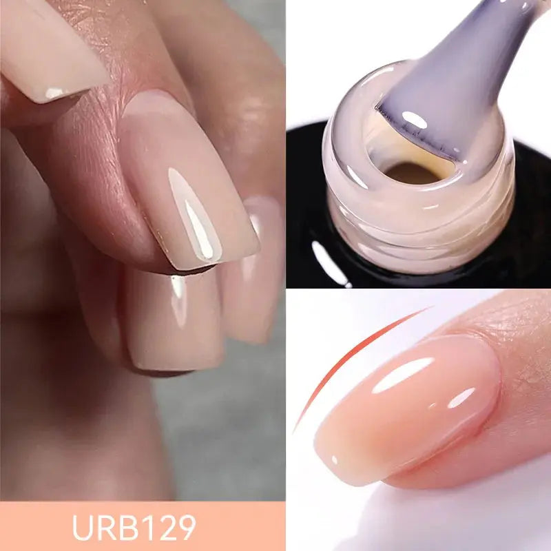 UR SUGAR 7ml Nude Crystal Rubber Base Gel Natural Color Semi Permanent Soak off UV LED Gel Nail Art Varnish - Glits & Glam