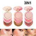Blush and Highlighter Palette,3 in 1 Contour Palette,Cruelty-Free Matte Bronzer Powder,Women'S Brightening Pearlescent Highlighter，Eyeshadow Powder Makeup Set (03#)
