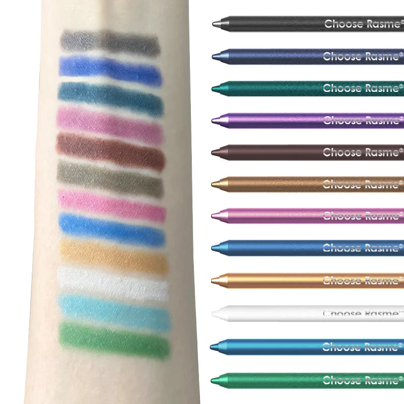 12 Colors Set Glitter & Shimmer Eyeliner Stick Pack - Long-Wearing Blue Tone Eyeliner Pencil with Smooth Application - Versatile - Glits & Glam
