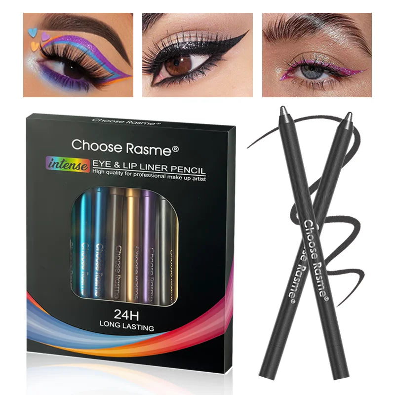 12 Colors Set Glitter & Shimmer Eyeliner Stick Pack - Long-Wearing Blue Tone Eyeliner Pencil with Smooth Application - Versatile - Glits & Glam