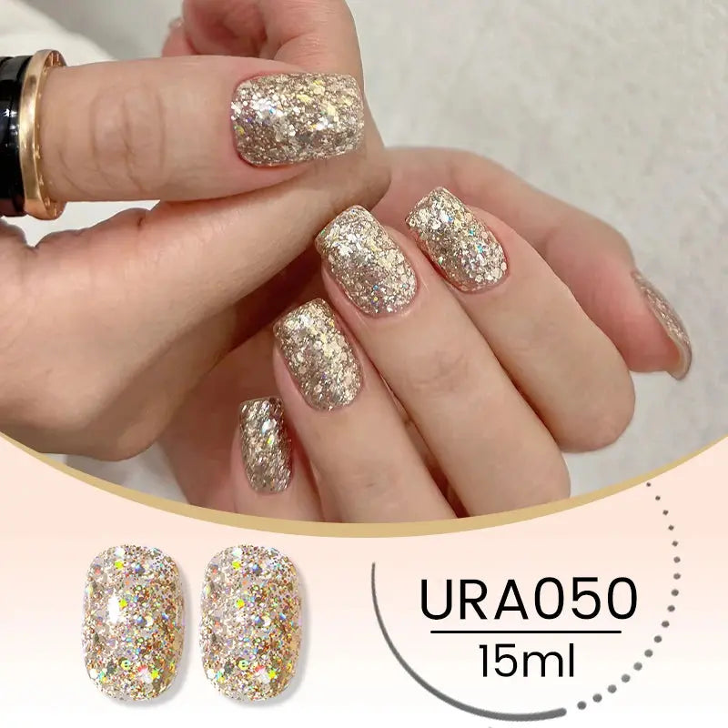 UR SUGAR 15ml Champagne Gold Sliver Reflective Glitter Gel Nail Polish Varnish Semi Permanent Soak Off UV Gel For Manicure Art - Glits & Glam