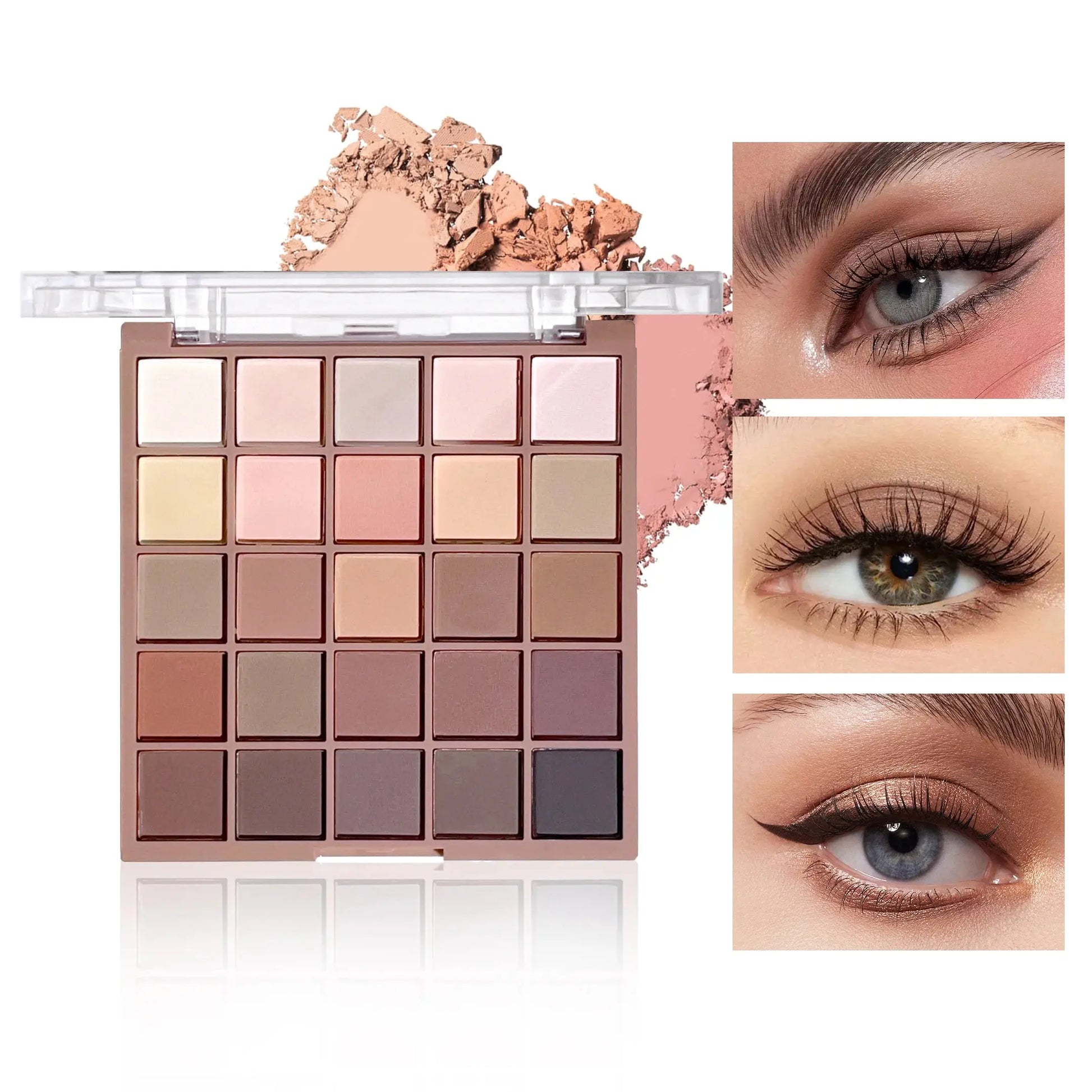 Eyeshadow palette in 25 colors, matte brown nude multi-color eyeshadow, high color rendering, waterproof and sweatproof, daily e - Glits & Glam