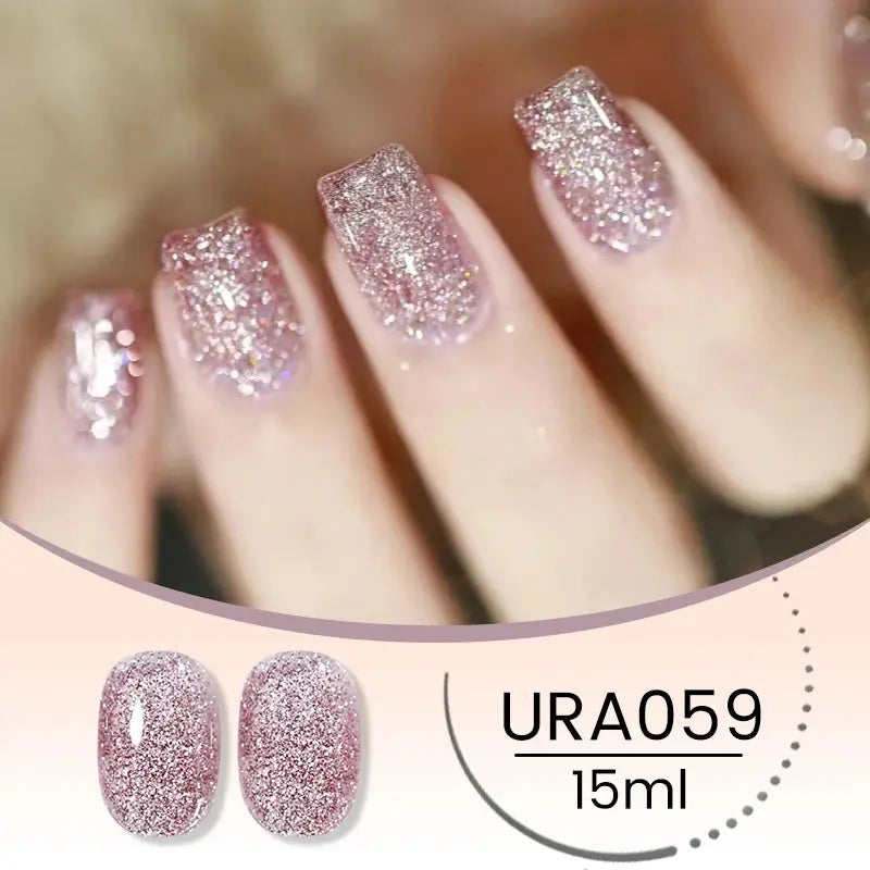 UR SUGAR 15ml Champagne Gold Sliver Reflective Glitter Gel Nail Polish Varnish Semi Permanent Soak Off UV Gel For Manicure Art - Glits & Glam