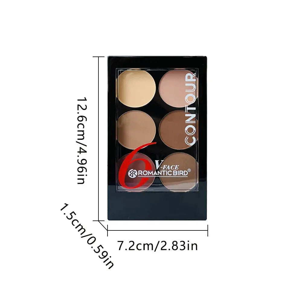 6 Colors Highlight Contouring Powder Palette Face Shadow Contouring Powder Makeup Palette With Brush Face Bronzer Color Correcti - Glits & Glam