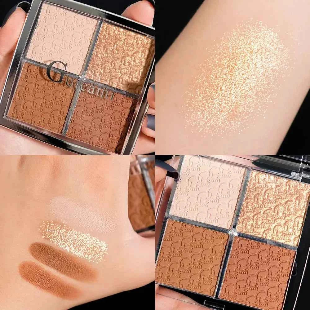 GUICAMI 4 Color Highlight Palette Pearl Blush Face Contour All In One Lasting Water Proof Shadow Makeup Cosmetic