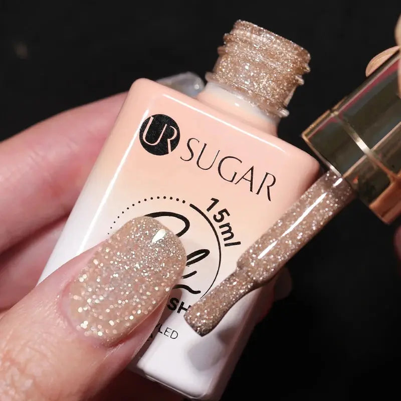 UR SUGAR 15ml Champagne Gold Sliver Reflective Glitter Gel Nail Polish Varnish Semi Permanent Soak Off UV Gel For Manicure Art - Glits & Glam