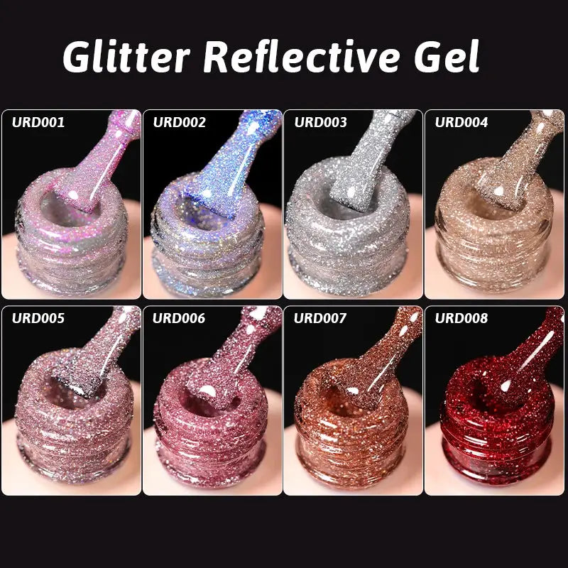 UR SUGAR 15ml Champagne Gold Sliver Reflective Glitter Gel Nail Polish Varnish Semi Permanent Soak Off UV Gel For Manicure Art - Glits & Glam