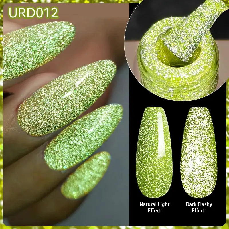 UR SUGAR 15ml Champagne Gold Sliver Reflective Glitter Gel Nail Polish Varnish Semi Permanent Soak Off UV Gel For Manicure Art - Glits & Glam