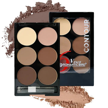 6 Colors Highlight Contouring Powder Palette Face Shadow Contouring Powder Makeup Palette With Brush Face Bronzer Color Correcti - Glits & Glam
