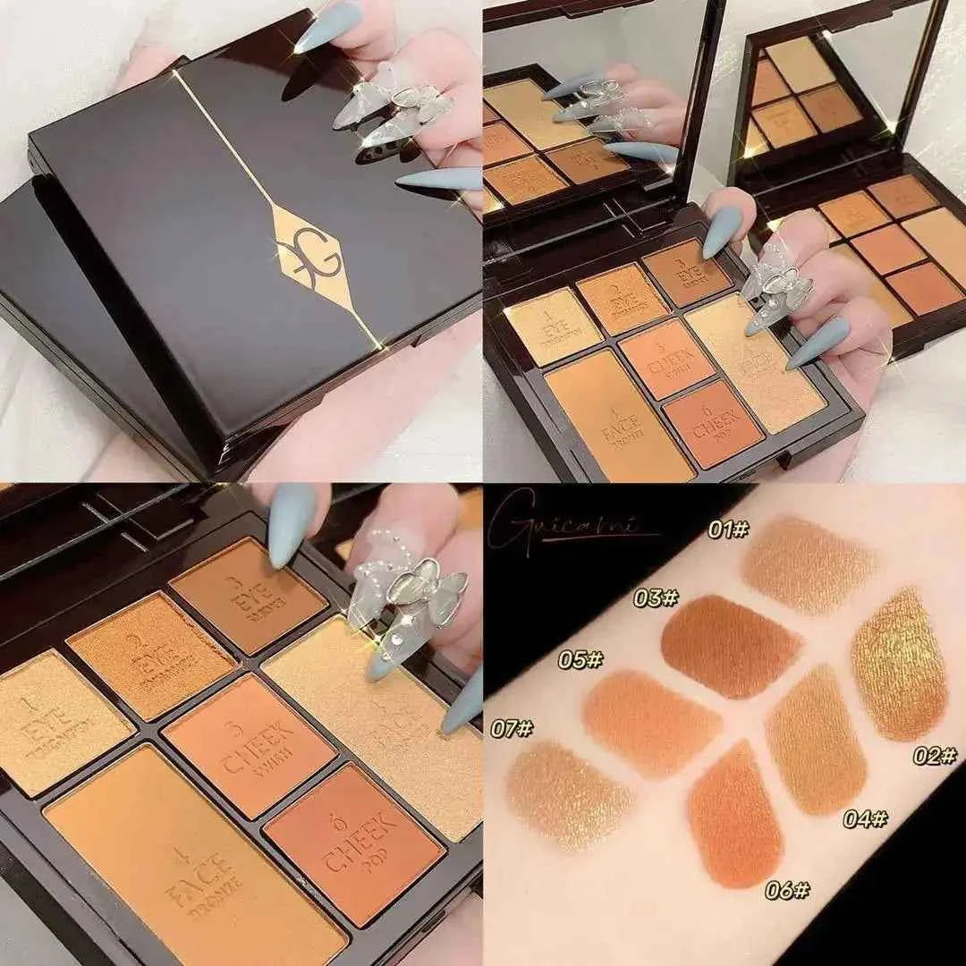 GUICAMI 4 Color Highlight Palette Pearl Blush Face Contour All In One Lasting Water Proof Shadow Makeup Cosmetic