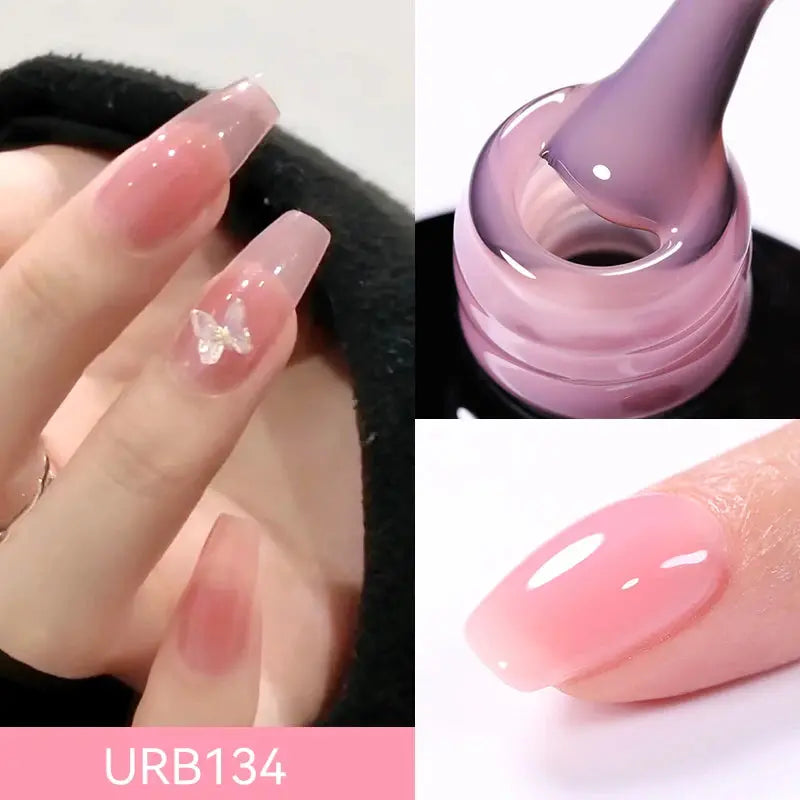 UR SUGAR 7ml Nude Crystal Rubber Base Gel Natural Color Semi Permanent Soak off UV LED Gel Nail Art Varnish - Glits & Glam
