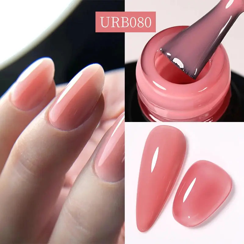 UR SUGAR 7ml Nude Crystal Rubber Base Gel Natural Color Semi Permanent Soak off UV LED Gel Nail Art Varnish - Glits & Glam