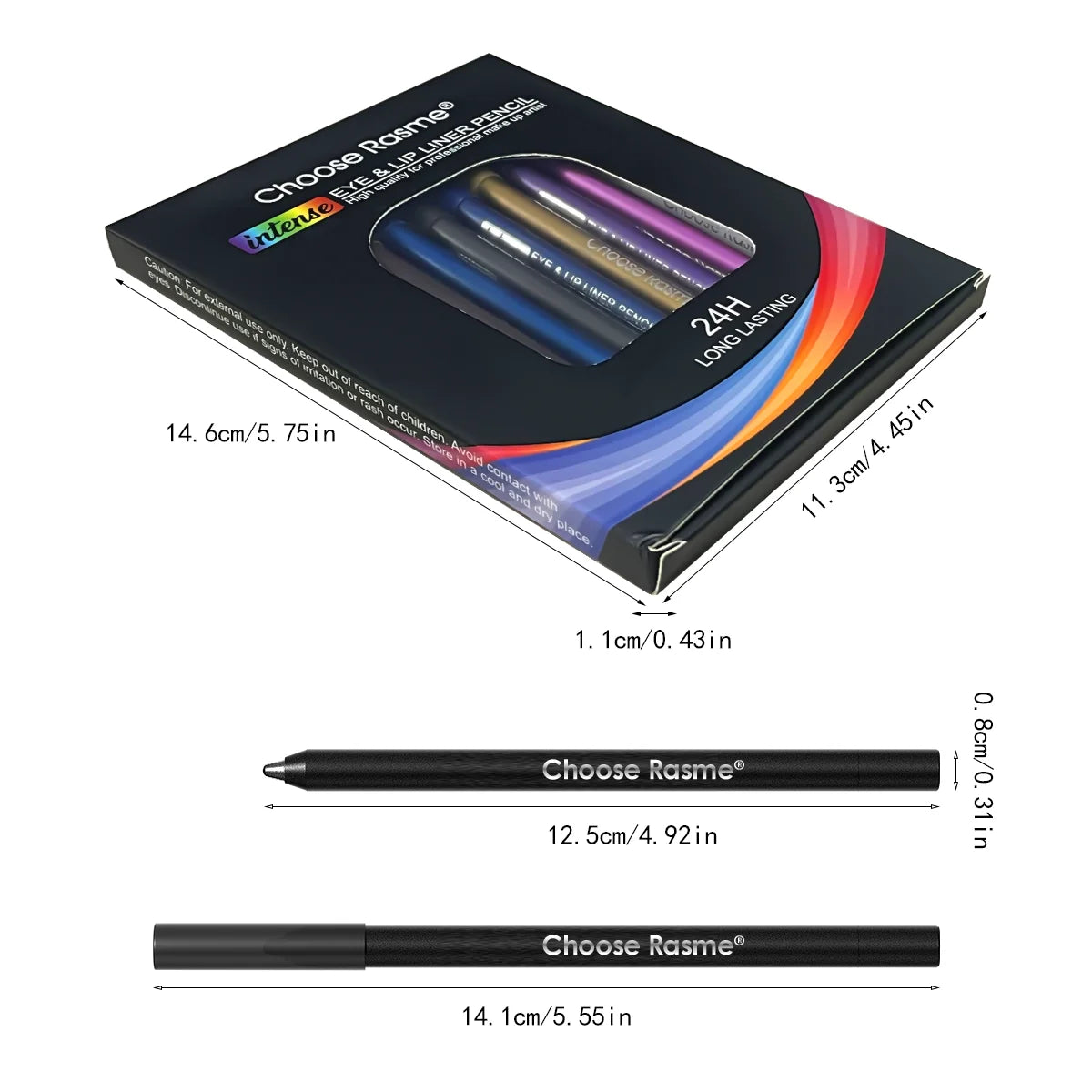 12 Colors Set Glitter & Shimmer Eyeliner Stick Pack - Long-Wearing Blue Tone Eyeliner Pencil with Smooth Application - Versatile - Glits & Glam