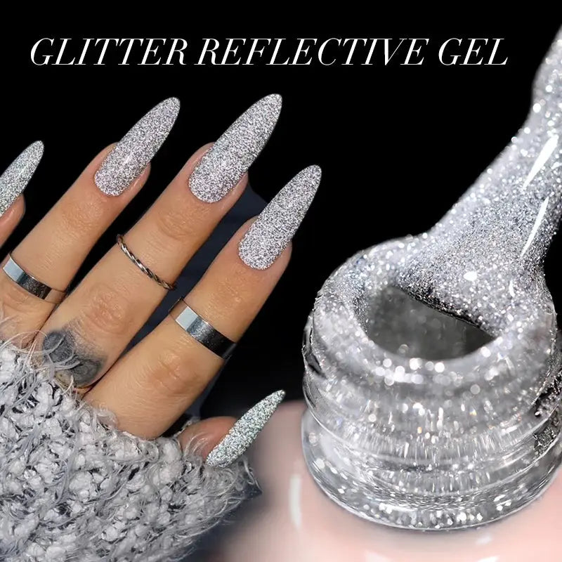 UR SUGAR 15ml Champagne Gold Sliver Reflective Glitter Gel Nail Polish Varnish Semi Permanent Soak Off UV Gel For Manicure Art - Glits & Glam