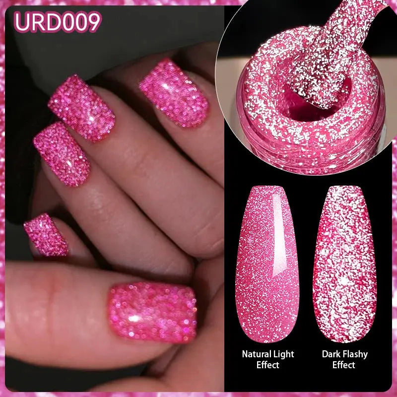 UR SUGAR 15ml Champagne Gold Sliver Reflective Glitter Gel Nail Polish Varnish Semi Permanent Soak Off UV Gel For Manicure Art - Glits & Glam