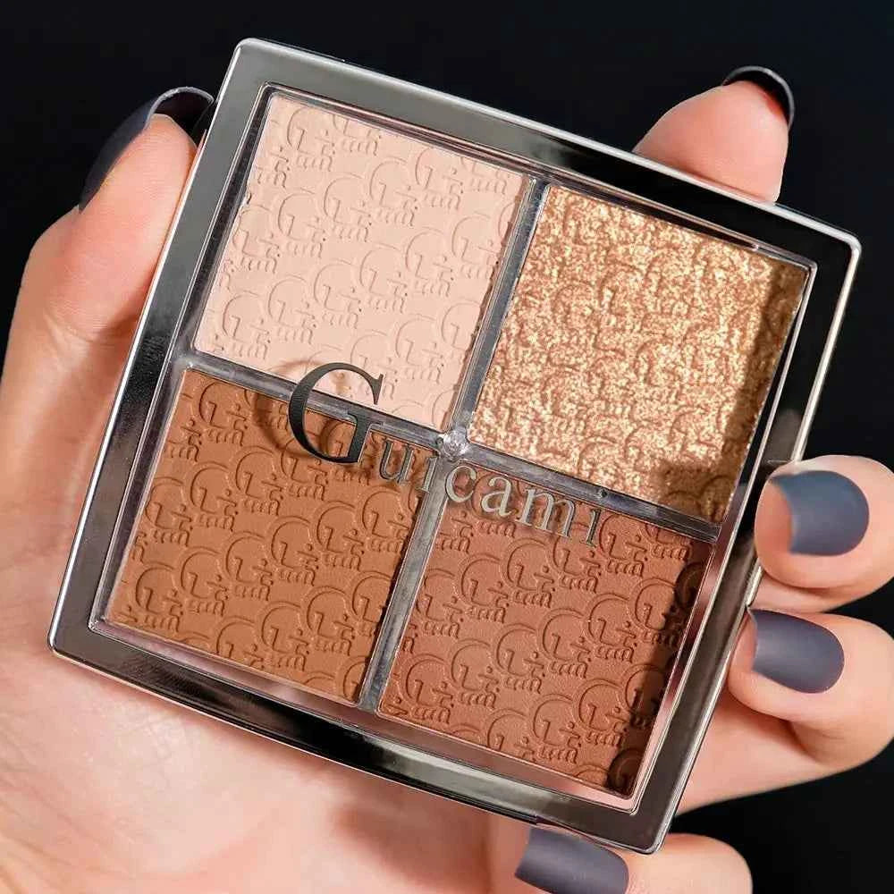 GUICAMI 4 Color Highlight Palette Pearl Blush Face Contour All In One Lasting Water Proof Shadow Makeup Cosmetic