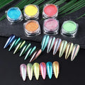6pcs Aurora Mirror Nail Powder Pigment Chameleon Chrome Colors Fairy Iridescent Nail Art Glitter Dust UV Gel Polish Decorations - Glits & Glam