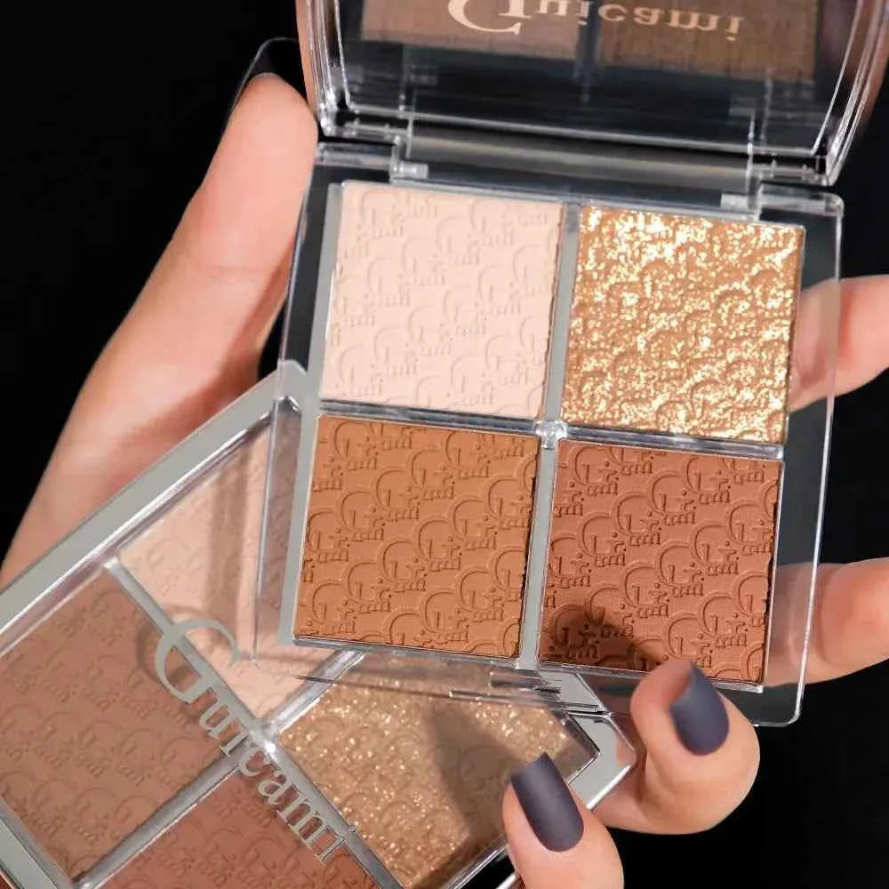 GUICAMI 4 Color Highlight Palette Pearl Blush Face Contour All In One Lasting Water Proof Shadow Makeup Cosmetic