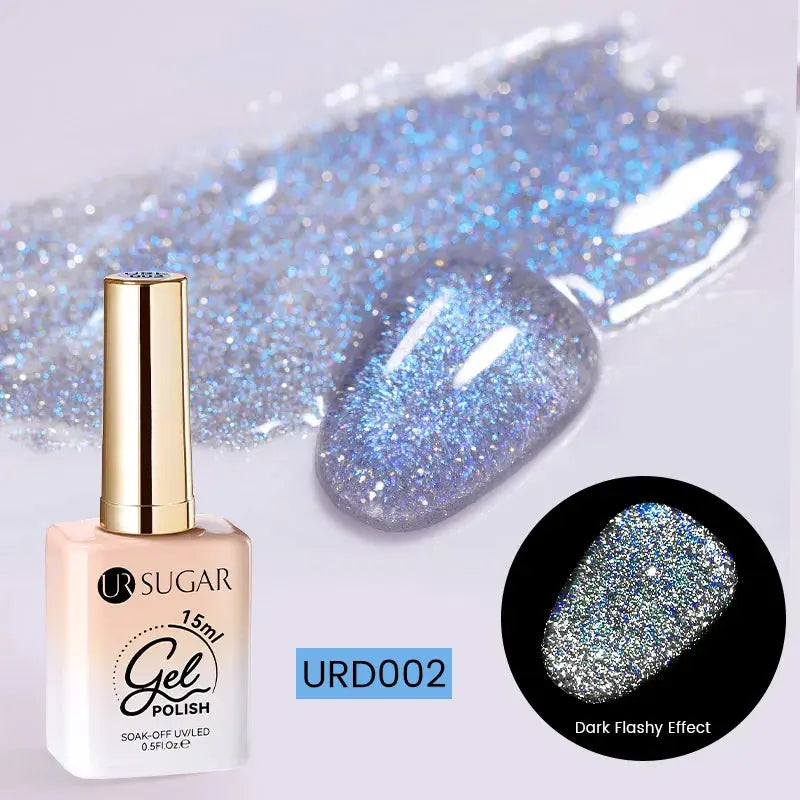 UR SUGAR 15ml Champagne Gold Sliver Reflective Glitter Gel Nail Polish Varnish Semi Permanent Soak Off UV Gel For Manicure Art - Glits & Glam