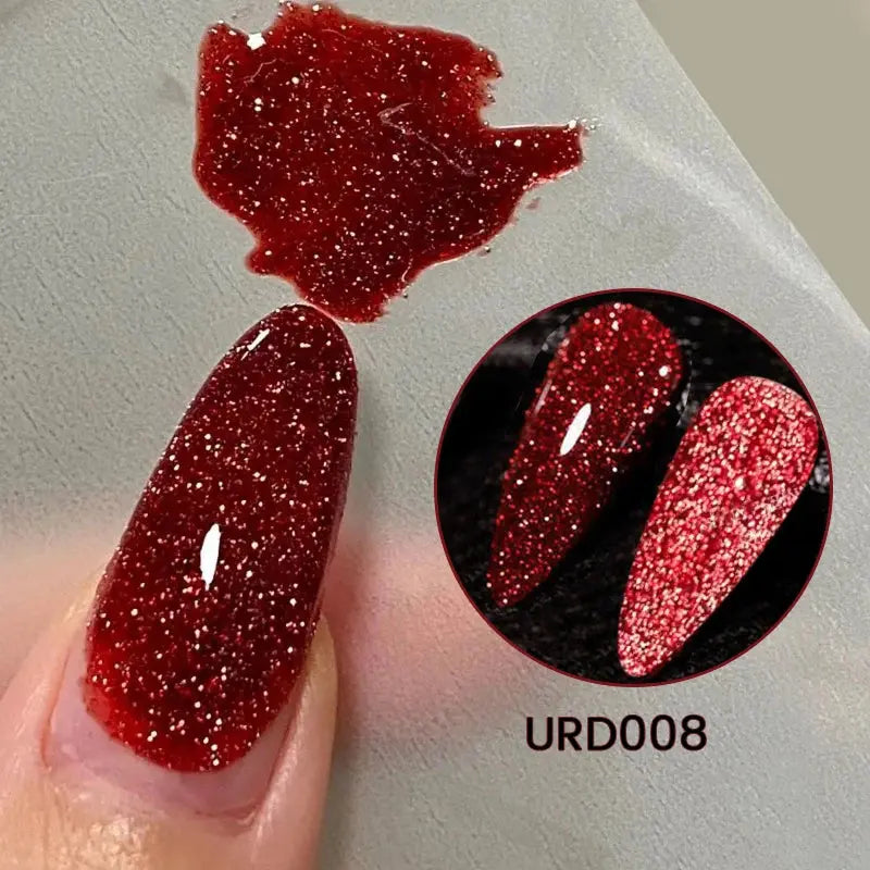 UR SUGAR 15ml Champagne Gold Sliver Reflective Glitter Gel Nail Polish Varnish Semi Permanent Soak Off UV Gel For Manicure Art - Glits & Glam
