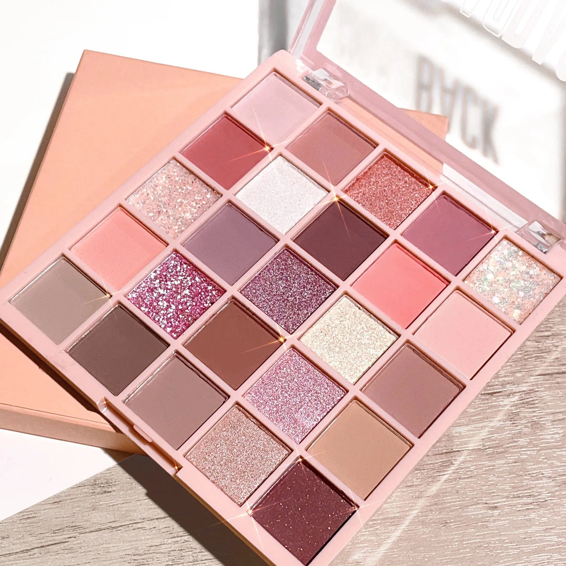 25-color eye shadow tray, oatmeal milk tea tray, sparkling powder, pearl sequins, gentle orange brown, affordable eye shadow - Glits & Glam