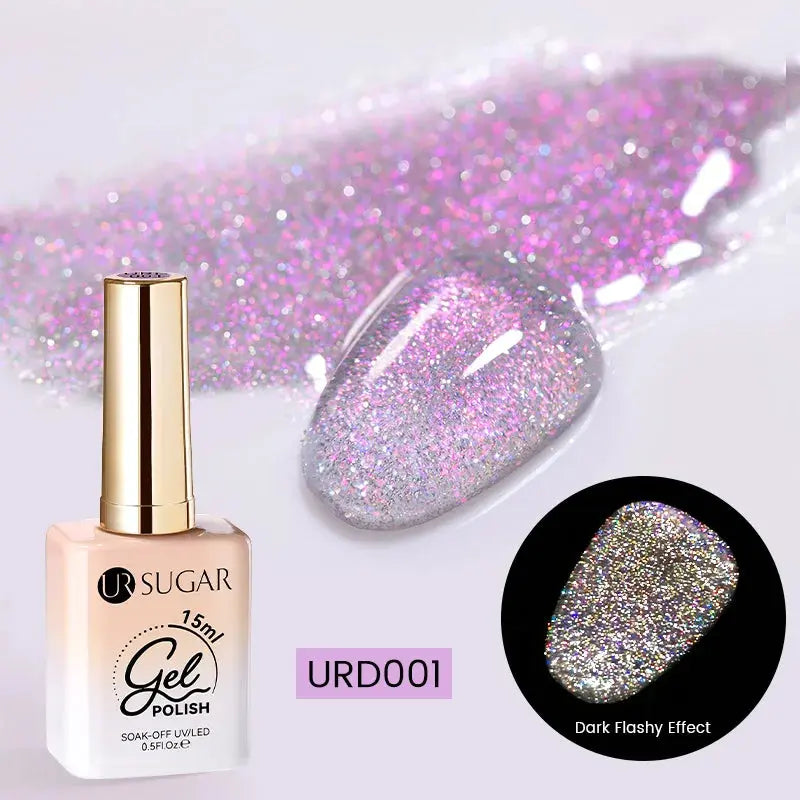 UR SUGAR 15ml Champagne Gold Sliver Reflective Glitter Gel Nail Polish Varnish Semi Permanent Soak Off UV Gel For Manicure Art - Glits & Glam